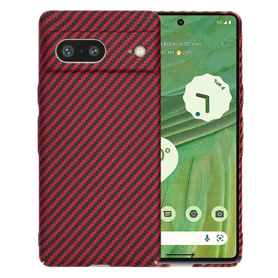 Husa pentru Google Pixel 7, Finisaj Premium cu Textura de Carbon, Design Elegant, SKDR CarbonFlex - Rosu