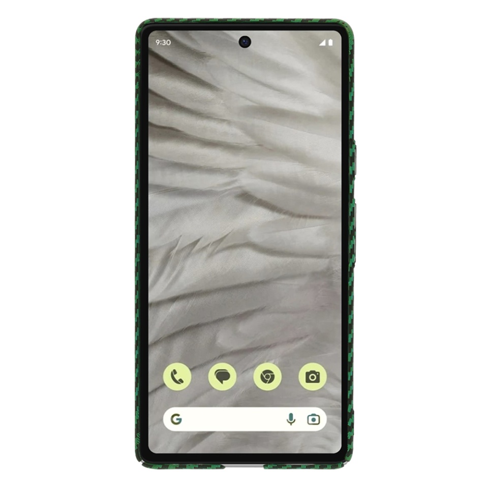 Husa pentru Google Pixel 7a, Finisaj Premium cu Textura de Carbon, Design Elegant, SKDR CarbonFlex - Verde - 1 | YEO