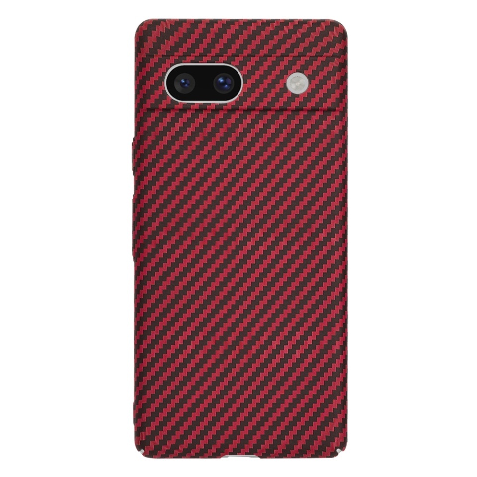 Husa pentru Google Pixel 7a, SKYDDAR INNOVATION, textura carbon, Carbonite FiberShell, set cu sticker, Rosu, - 2 | YEO
