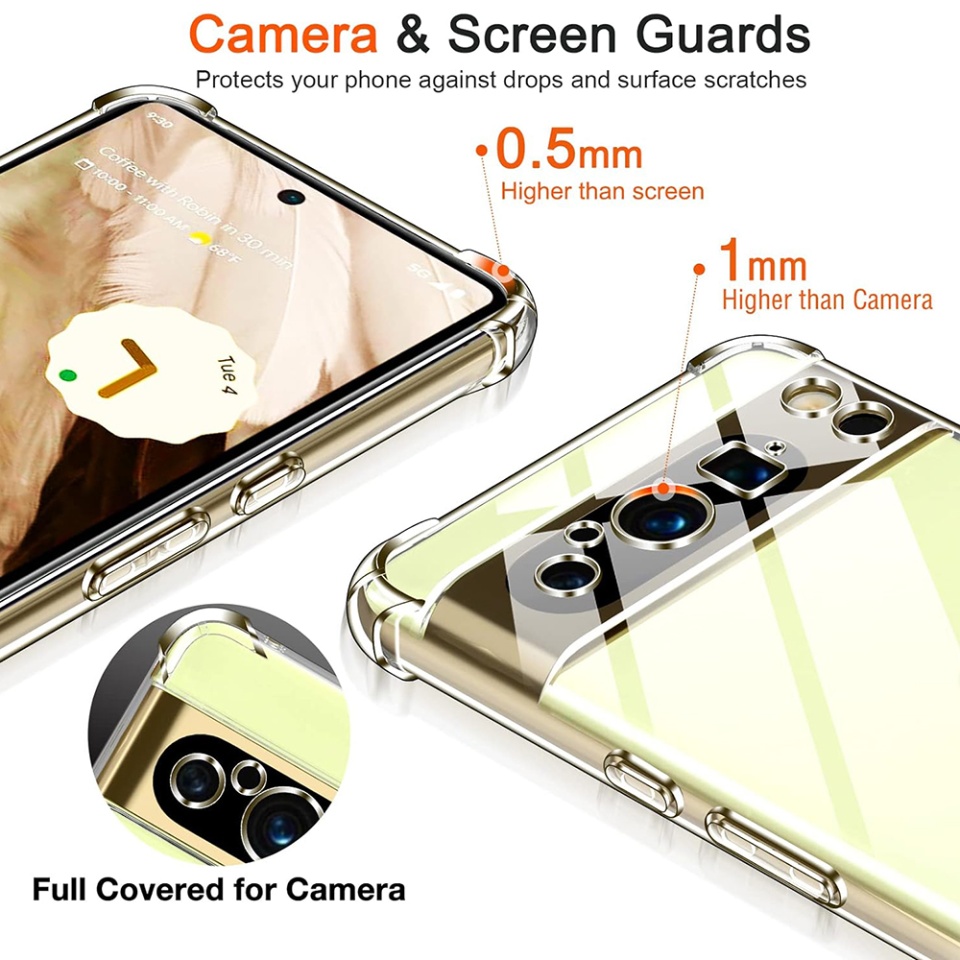 Husa pentru Google Pixel 8 Pro , SKYDDAR INNOVATION, Shockproof Clear din Silicon Slim, Transparenta, set cu sticker - 2 | YEO
