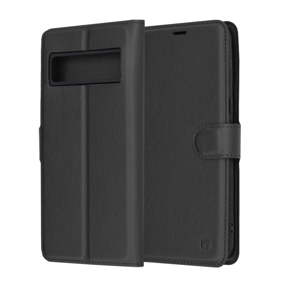 Husa pentru Google Pixel 8 Pro tip Carte, cu Portofel Interior, Finisaje Premium, SKYDDAR Leather Wallet - Negru