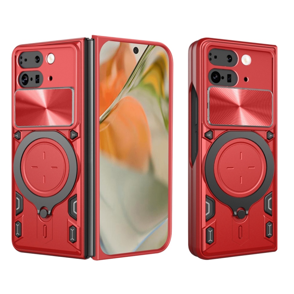 Husa pentru Google Pixel 9 Pro Fold, SKYDDAR INNOVATION, CamGuard Pro, Inel Magnetic, Protectie Camera, set cu sticker, Rosu