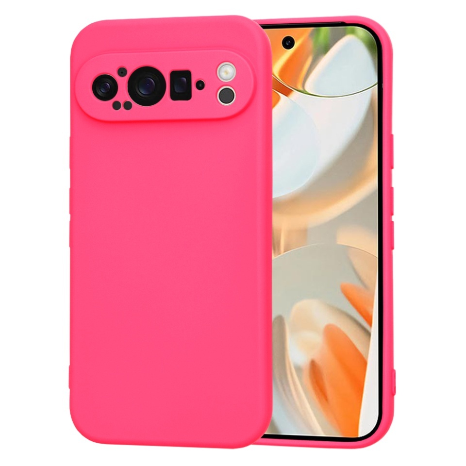 Husa pentru Google Pixel 9 Pro, SKYDDAR INNOVATION, din Silicon Catifelat, SoftElegance, set cu sticker, Fucsia