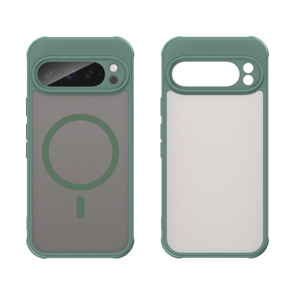 Husa pentru Google Pixel 9 Pro, SKYDDAR INNOVATION, HaloFrost MagSafe II, Antisoc, set cu sticker, Verde - 1 | YEO