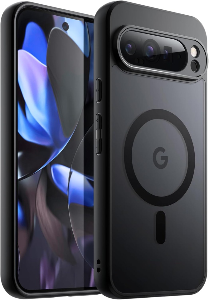 Husa pentru Google Pixel 9 Pro XL, ce Absoarbe Cele mai Aspre Socuri, Skyddar Frosted - Negru