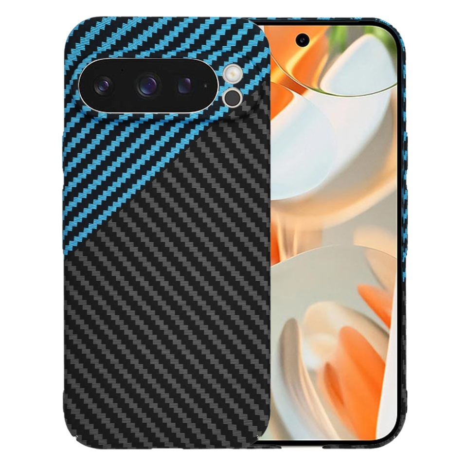 Husa pentru Google Pixel 9 Pro XL, Finisaj Premium cu Textura de Carbon, Design Elegant, SKDR CarbonFlex - Bleu