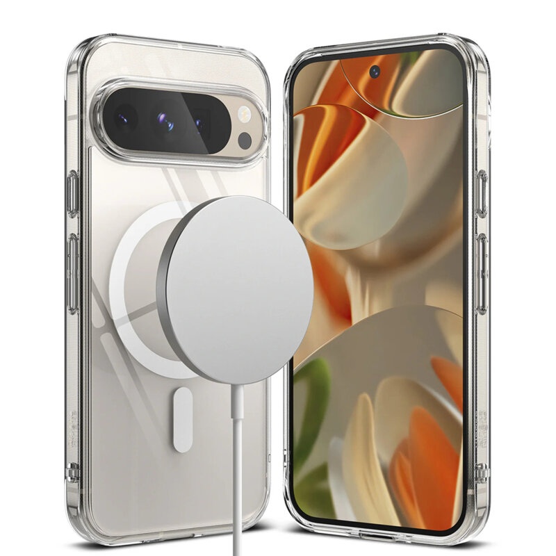 Husa pentru Google Pixel 9 Pro XL, SKYDDAR INNOVATION, Shockproof MagSafe, Transparenta, set cu sticker