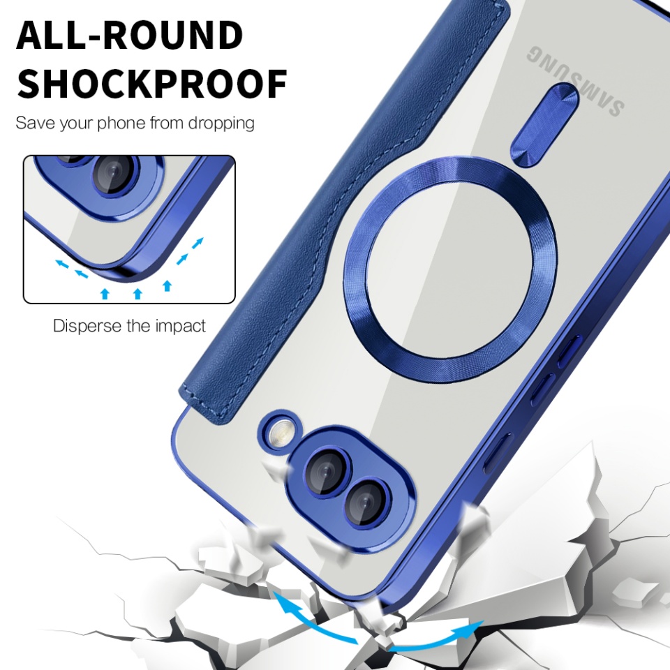 Husa pentru Google Pixel 9a tip carte, SKYDDAR INOVATION, SmartMag Book, Magsafe, RFiD, Suport Carduri, set cu sticker, Albastru - 3 | YEO
