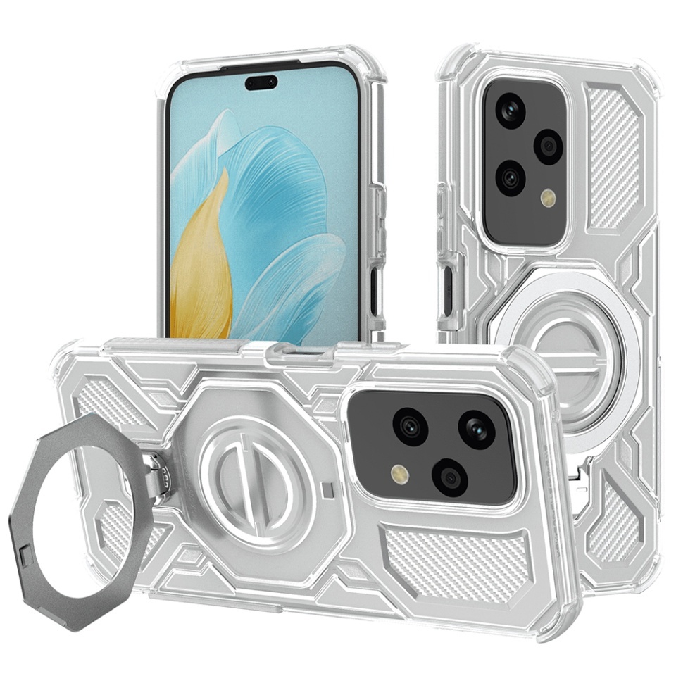 Husa pentru Honor 200 Lite, Antisoc, SKYDDAR INOVATION, Carbon Shield PRO, Magsafe, set cu sticker, Alb