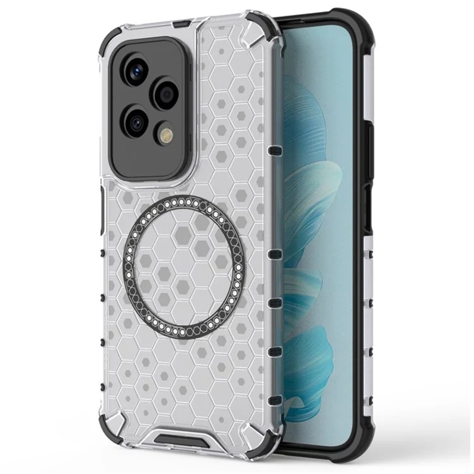 Husa pentru Honor 200 Lite, SKYDDAR INNOVATION, HoneyComb Shield MagSafe, Alb, set cu sticker