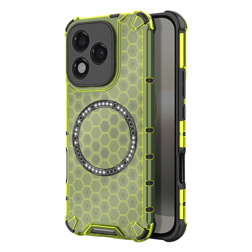 Husa pentru Honor 400 Lite, SKYDDAR INNOVATION, HoneyComb Shield MagSafe, Antisoc, set cu sticker, Verde