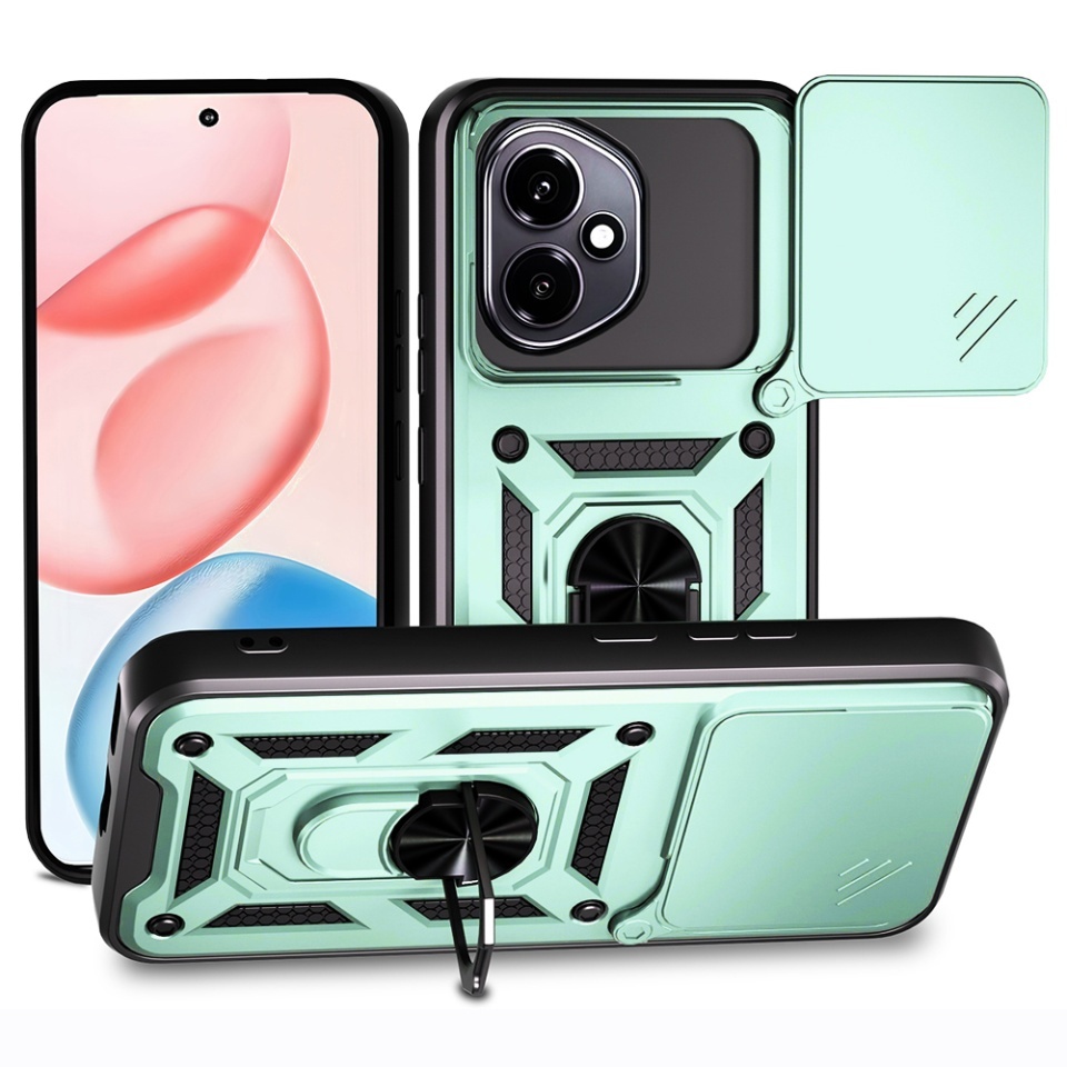 Husa pentru Honor 400, SKYDDAR INNOVATION, CamShield, Inel magnetic, set cu sticker, Verde
