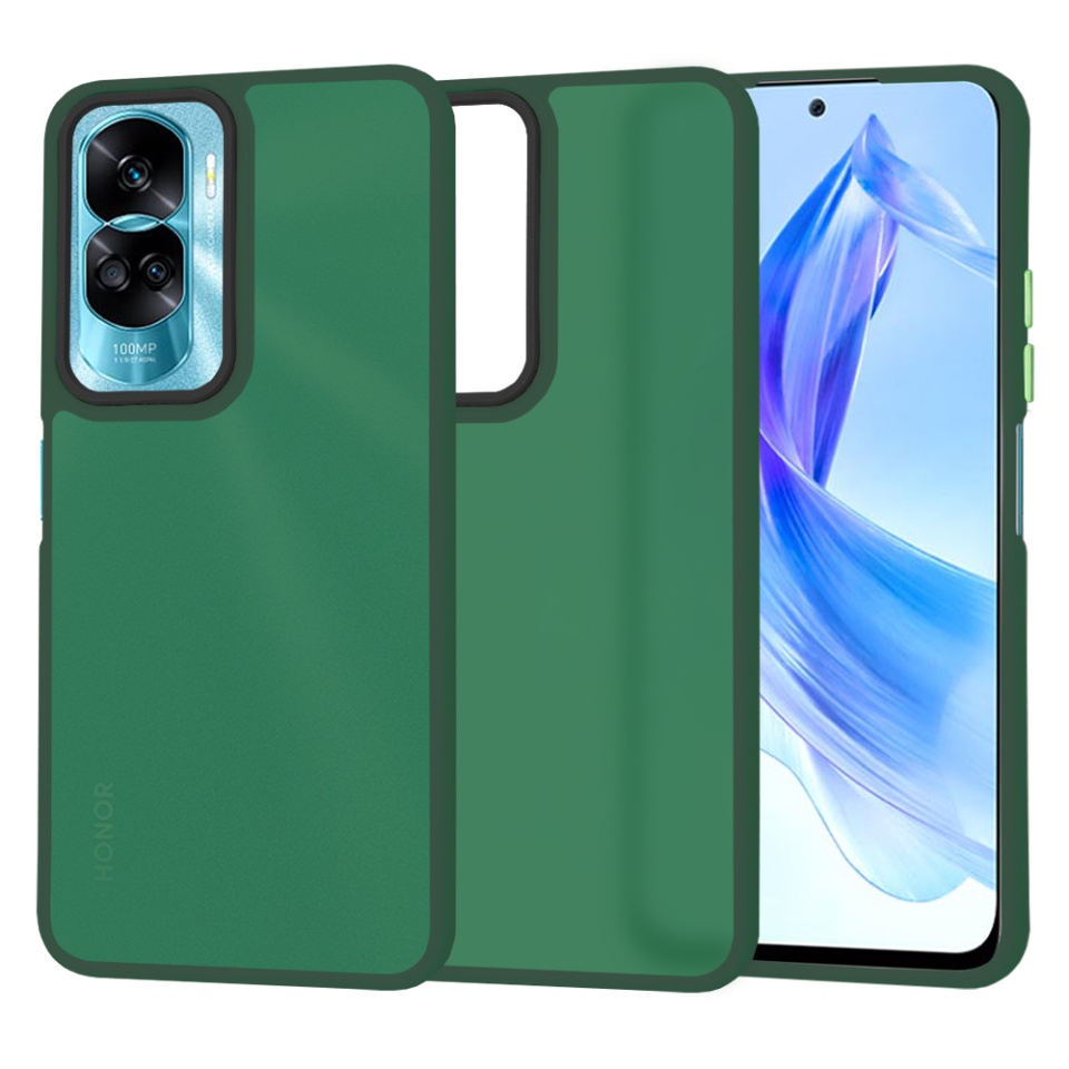 Husa pentru Honor 90 Lite, ce Absoarbe Cele mai Aspre Socuri, Skyddar Frosted - Verde inchis