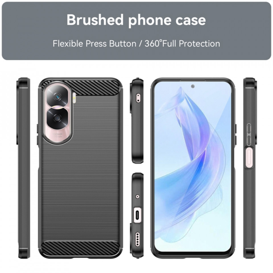 Husa pentru Honor 90 Lite din Carbon Silicon Skyddar, Anti-Amprente - Negru - 1 | YEO