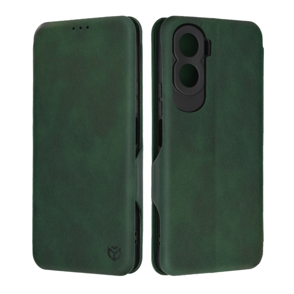 Husa pentru Honor 90 Lite, SKYDDAR INNOVATION, Safe Wallet tip carte din Piele Ecologica, Suport Carduri, Inchidere Magnetica, Verde, set cu sticker