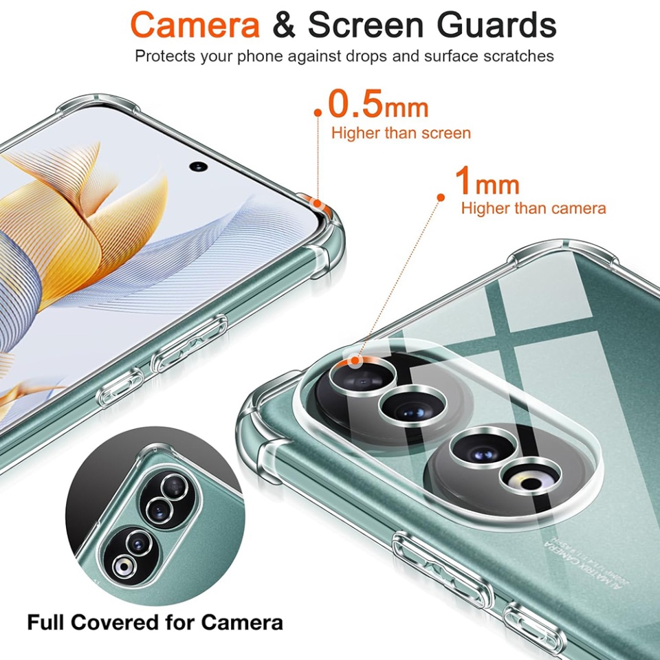 Husa pentru Honor 90 , SKYDDAR INNOVATION, Shockproof Clear din Silicon Slim, Transparenta, set cu sticker - 2 | YEO