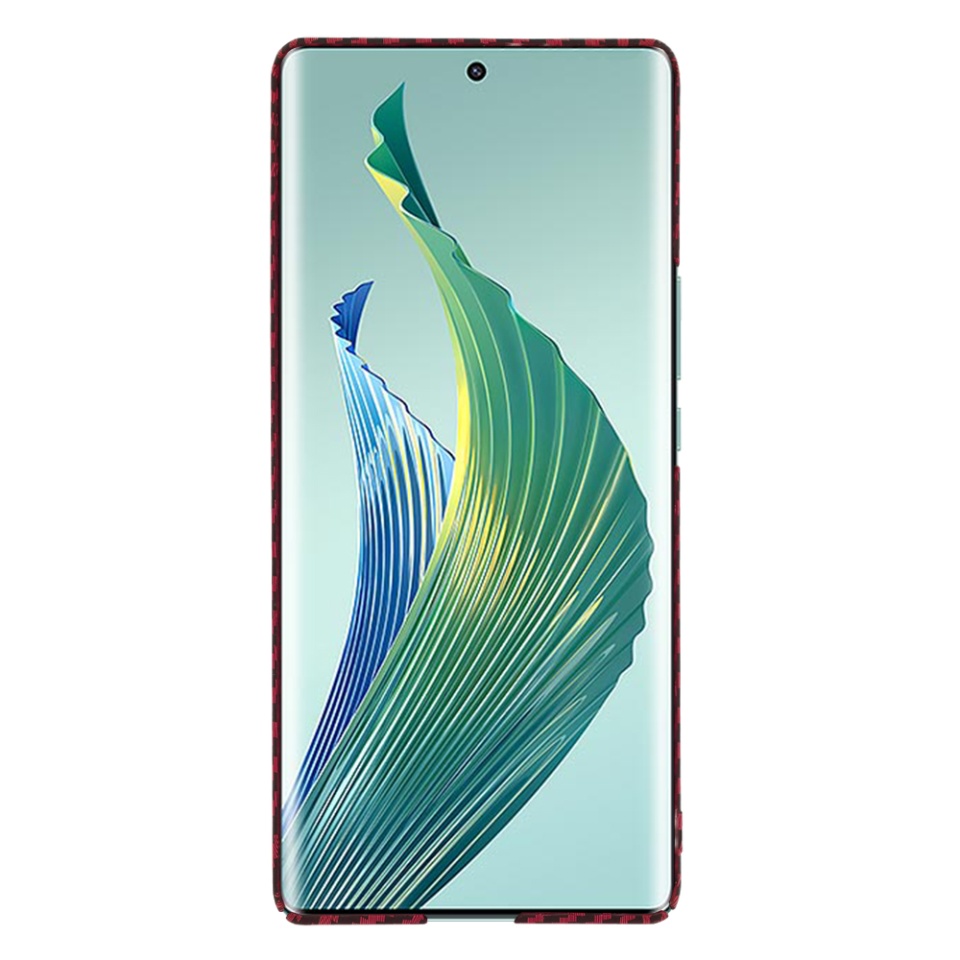 Husa pentru Honor Magic5 Lite, Finisaj Premium cu Textura de Carbon, Design Elegant, SKDR CarbonFlex - Rosu - 2 | YEO