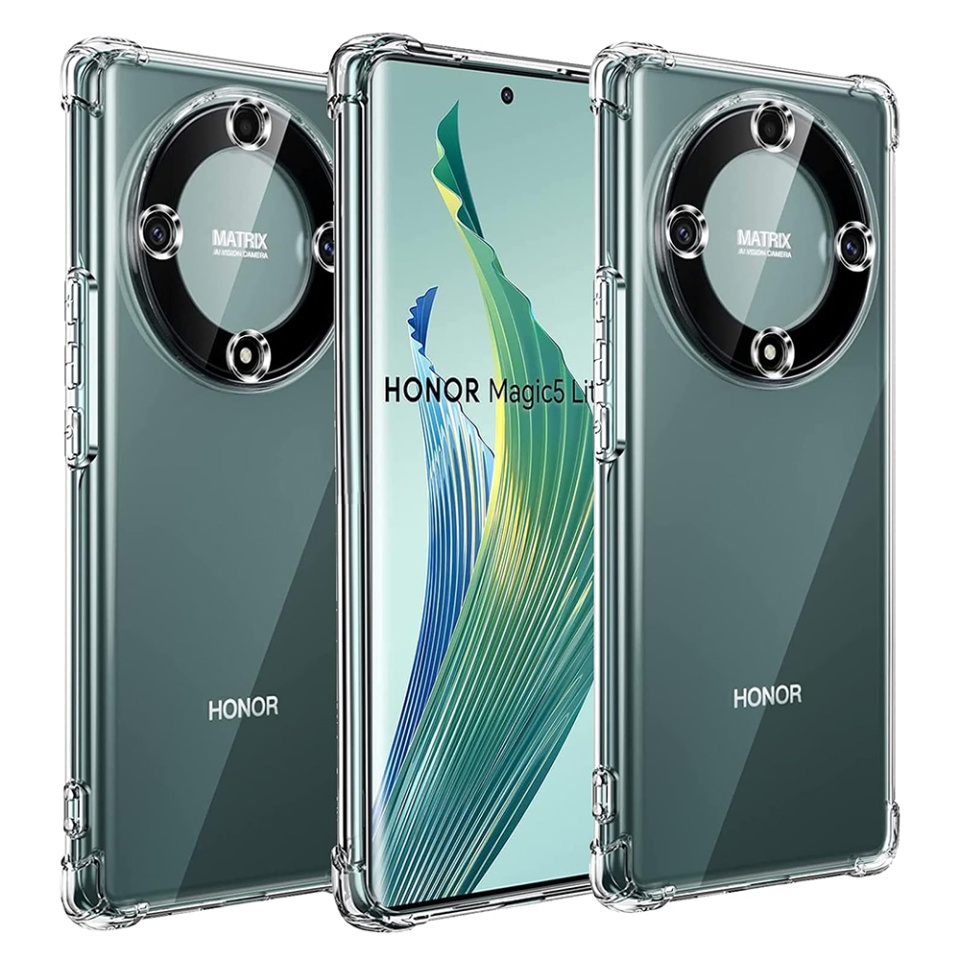 Husa pentru Honor Magic5 Lite , SKYDDAR INNOVATION, Shockproof Clear din Silicon Slim, Transparenta, set cu sticker - 1 | YEO