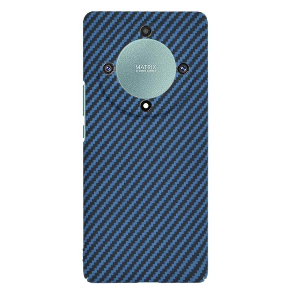 Husa pentru Honor Magic5 Lite, SKYDDAR INNOVATION, textura carbon, Carbonite FiberShell, set cu sticker, Cyan, - 1 | YEO