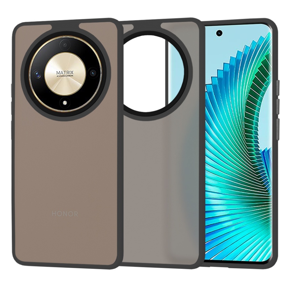 Husa pentru Honor Magic6 Lite, SKYDDAR INNOVATION, HaloFrost, AntiSoc, set cu sticker, Negru