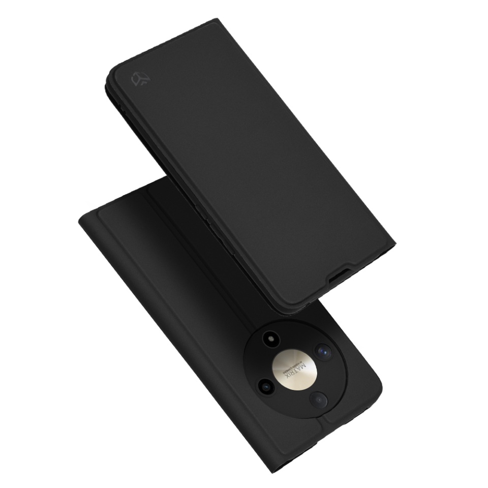 Husa pentru Honor Magic6 Lite, SKYDDAR INNOVATION, Magskin Book, tip Carte cu Portofel Interior, set cu sticker, Negru