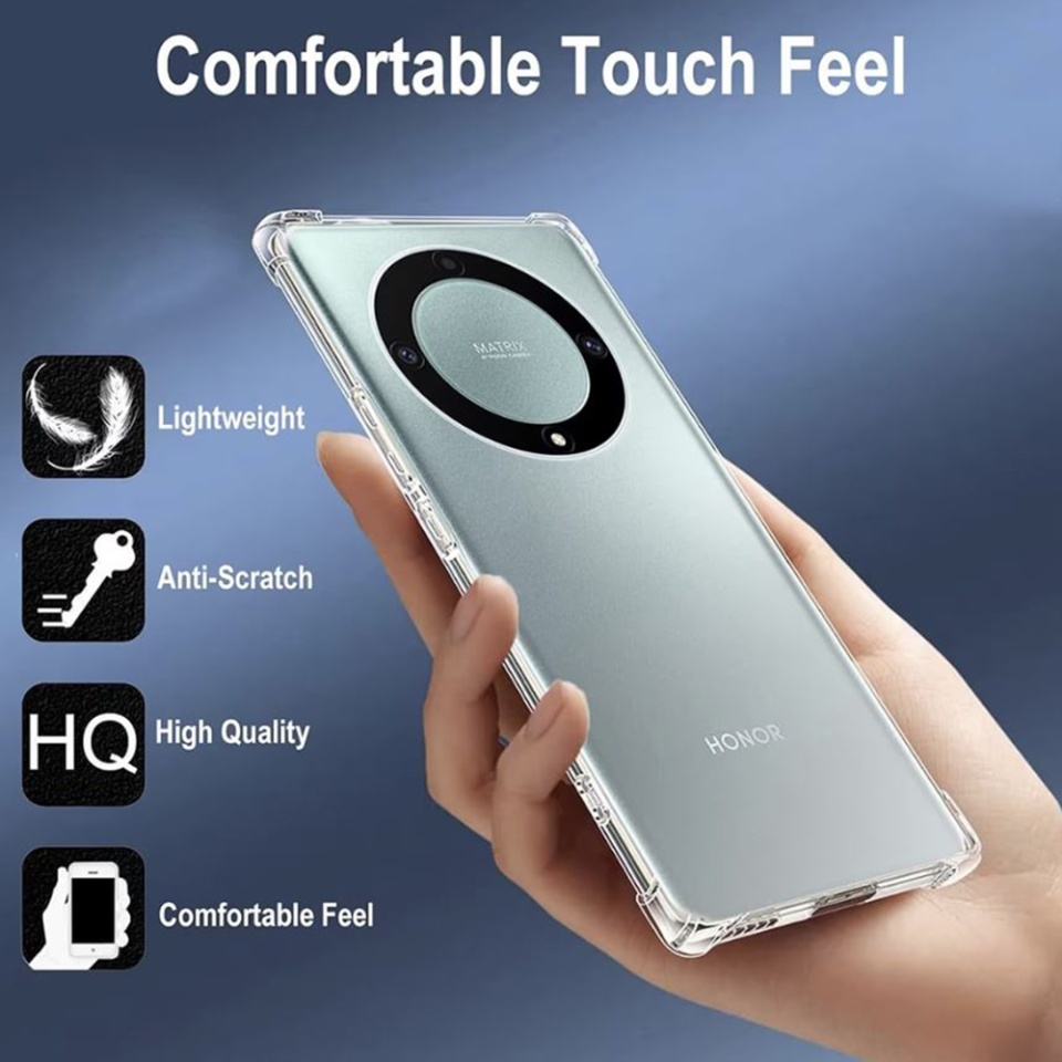 Husa pentru Honor Magic6 Lite , SKYDDAR INNOVATION, Shockproof Clear din Silicon Slim, Transparenta, set cu sticker - 1 | YEO