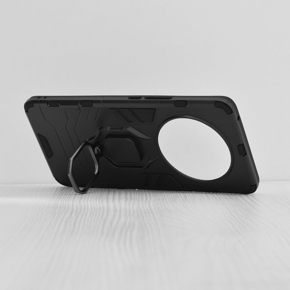 Husa pentru Honor Magic6 Lite, SKYDDAR INNOVATION, Silicone Shield, cu Inel Magnetic, Antisoc, set cu sticker, Negru - 1 | YEO