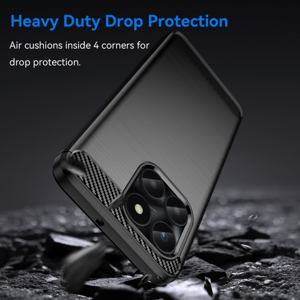 Husa pentru Honor X6a, SKYDDAR INNOVATION, Carbon Silicone, din Silicon Slim, cu textura Fibra Carbon, set cu sticker, Negru - 3 | YEO