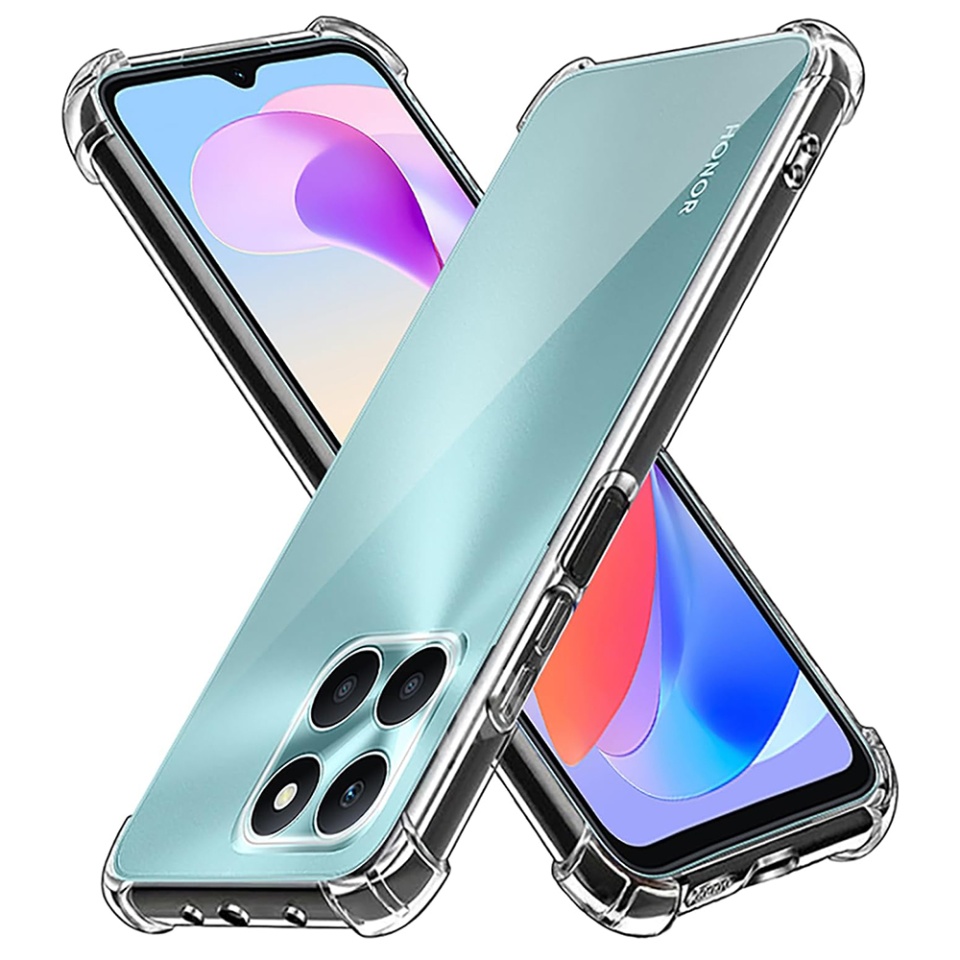 Husa pentru Honor X6a , SKYDDAR INNOVATION, Shockproof Clear din Silicon Slim, Transparenta, set cu sticker