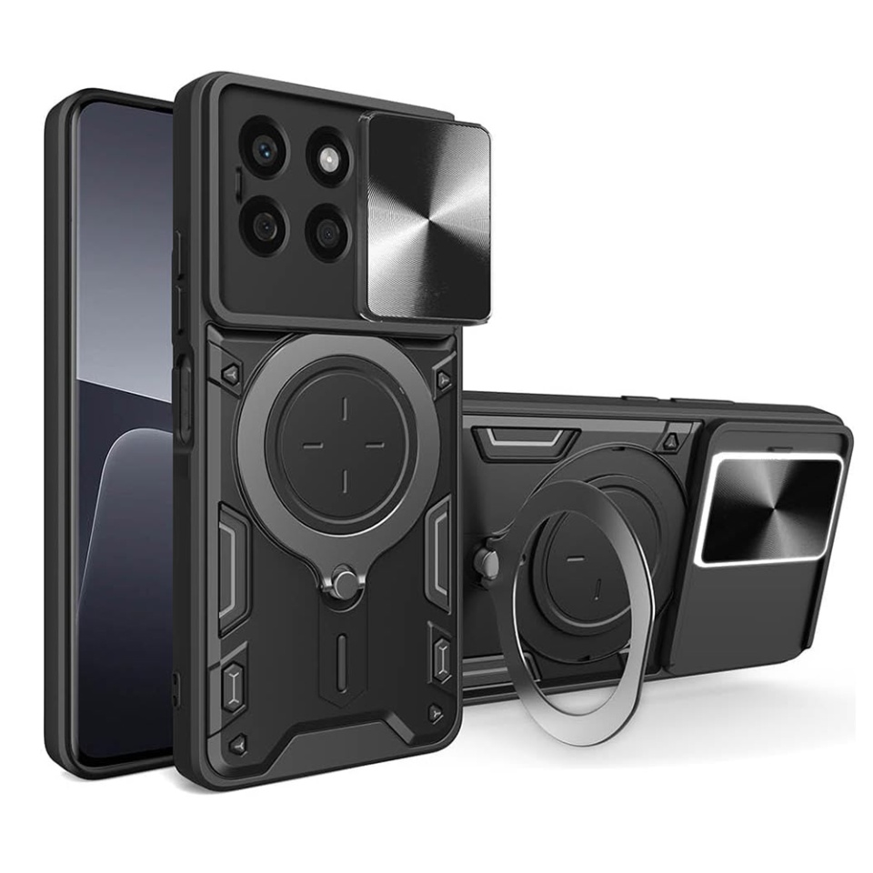 Husa pentru Honor X8b, cu inel magnetic si suport ajustabil, protecție completa camera, SKDR SafeCover - Negru