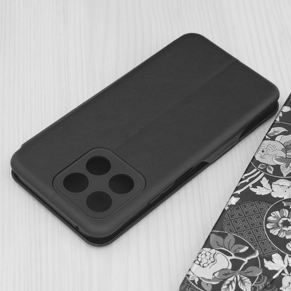 Husa pentru Honor X8b, SKYDDAR INNOVATION, Safe Wallet tip carte din Piele Ecologica, Suport Carduri, Inchidere Magnetica, Negru, set cu sticker - 3 | YEO