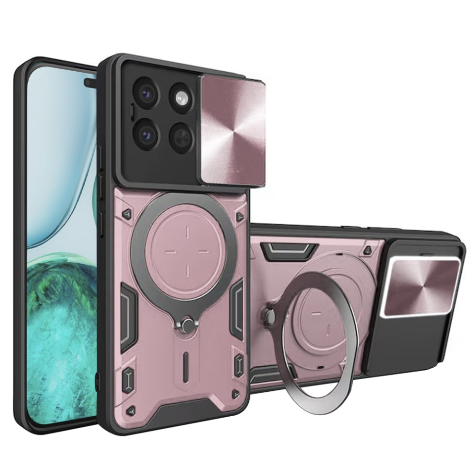 Husa pentru Honor X8c, SKYDDAR INNOVATION, SafeCover cu Inel Magnetic, Protectie Camera, set cu sticker, Roz auriu