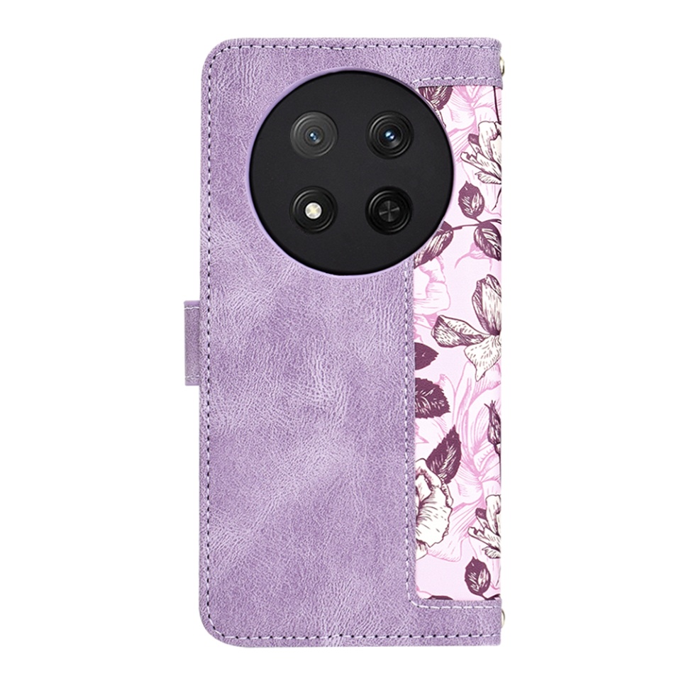 Husa pentru Honor X9c / Magic7 Lite din Piele Ecologică cu Design Floral, Protecție 360°, Stand Integrat, Buzunare pentru Carduri, SKDR Floral Wallet - Mov - 3 | YEO