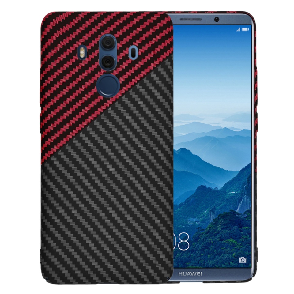 Husa pentru Huawei Mate 10 Pro, Finisaj Premium cu Textura de Carbon, Design Elegant, SKDR CarbonFlex - Rosu inchis
