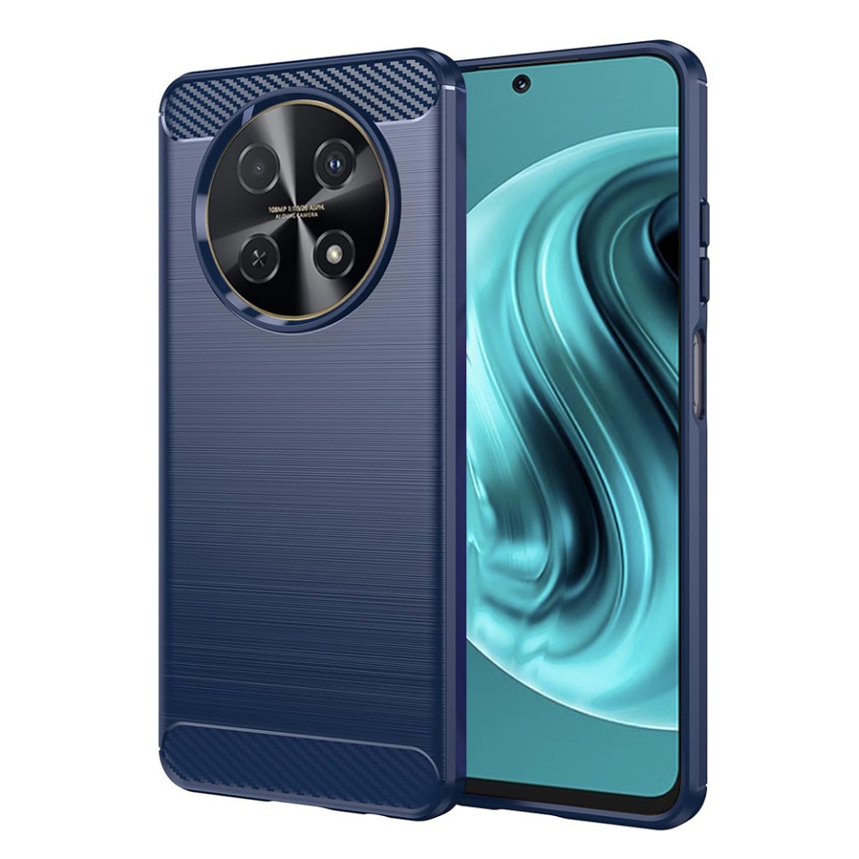Husa pentru Huawei nova 12i din Silicon Premium, Slim, cu textura Fibra Carbon - Albastru