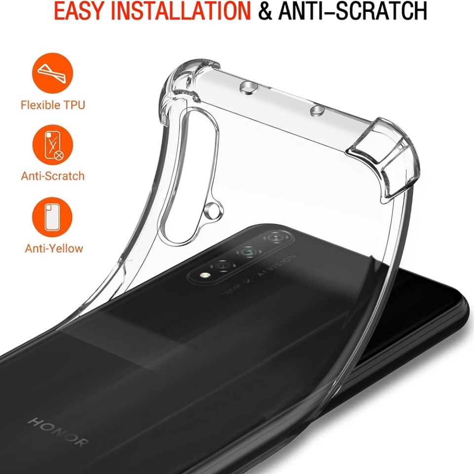 Husa pentru Huawei Nova 5T / Honor 20 , SKYDDAR INNOVATION, Shockproof Clear din Silicon Slim, Transparenta, set cu sticker - 2 | YEO