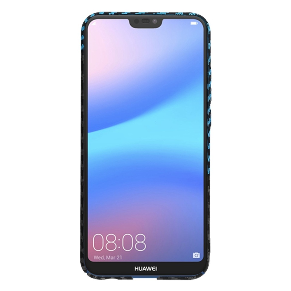 Husa pentru Huawei P20 Lite, SKYDDAR INNOVATION, textura carbon, Carbonite FiberShell, set cu sticker, Bleu, - 1 | YEO
