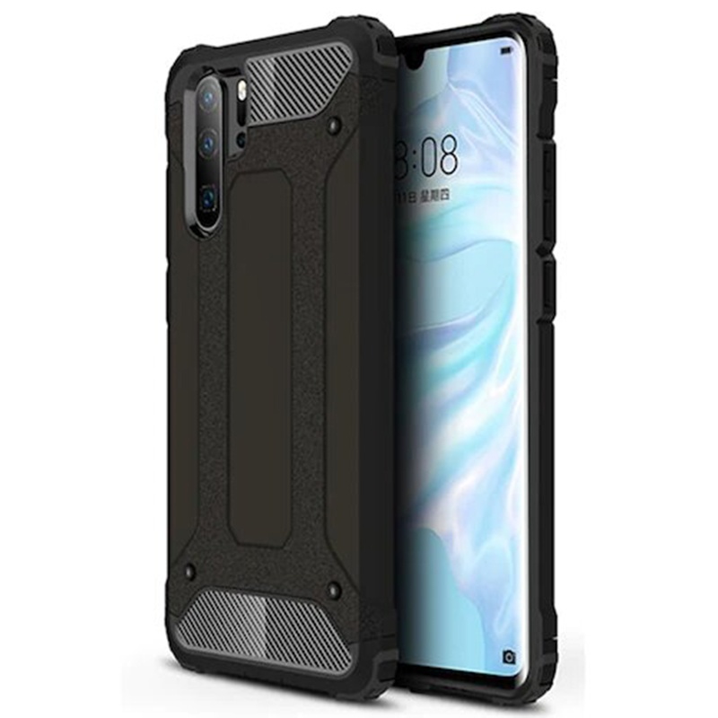 Husa pentru Huawei P30 Pro / P30 Pro New Edition, SKYDDAR INNOVATION, Hybrid Armor, din Plastic Dur, Margini Cauciucate, Antisoc, set cu sticker, Negru