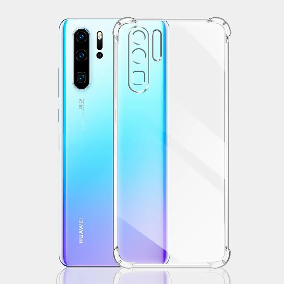 Husa pentru Huawei P30 Pro, SKYDDAR INNOVATION, Shockproof Clear din Silicon Slim, Transparenta, set cu sticker - 1 | YEO