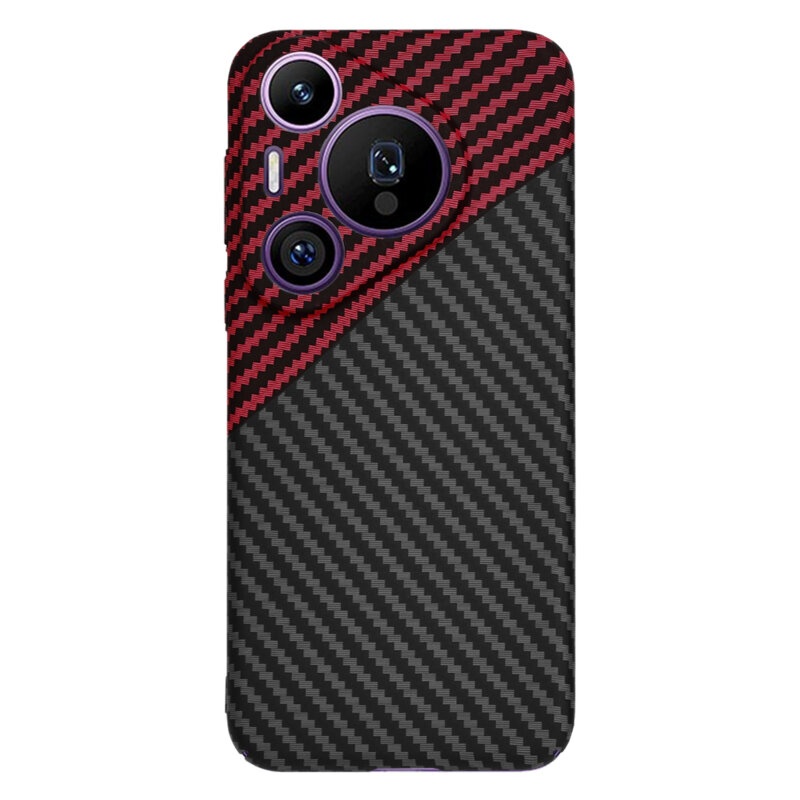 Husa pentru Huawei Pura 70 Pro, Finisaj Premium cu Textura de Carbon, Design Elegant, SKDR CarbonFlex - Rosu inchis - 2 | YEO