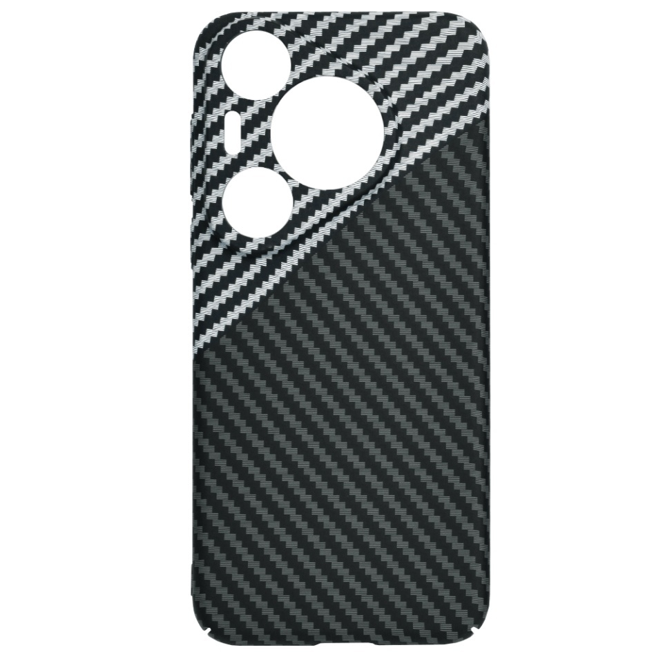 Husa pentru Huawei Pura 70 Pro, SKYDDAR INNOVATION, textura carbon, Carbonite FiberShell, set cu sticker, Gri, - 3 | YEO