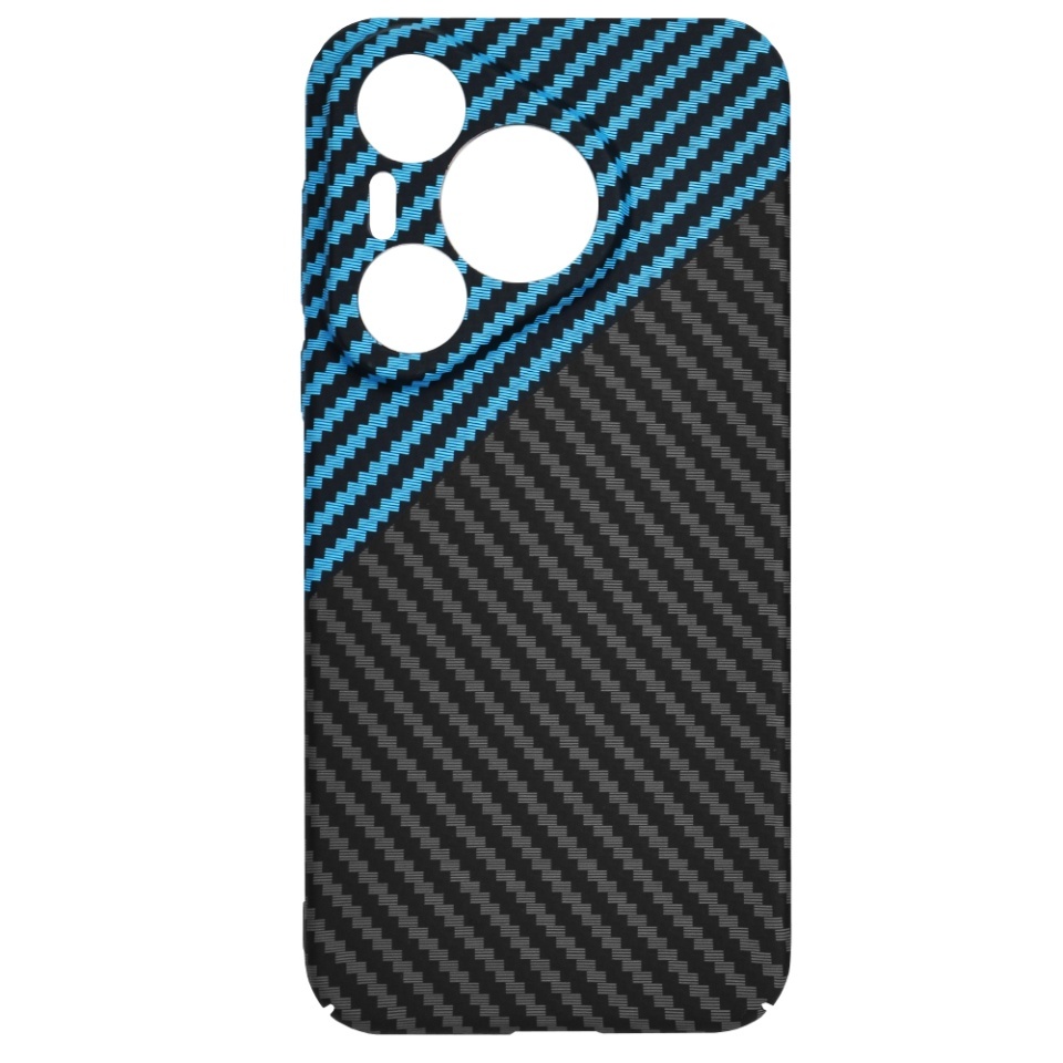 Husa pentru Huawei Pura 70, SKYDDAR INNOVATION, textura carbon, Carbonite FiberShell, set cu sticker, Bleu, - 3 | YEO