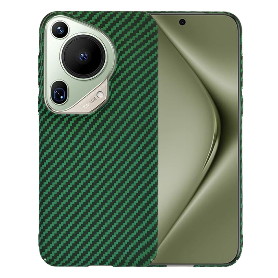 Husa pentru Huawei Pura 70 Ultra, Finisaj Premium cu Textura de Carbon, Design Elegant, SKDR CarbonFlex - Verde