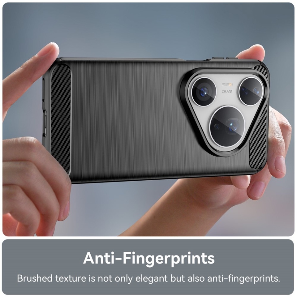 Husa pentru Huawei Pura 80 Pro / Pura 80 Ultra, SKYDDAR INNOVATION, CarbonFiber, Antisoc, set cu sticker, Negru - 1 | YEO