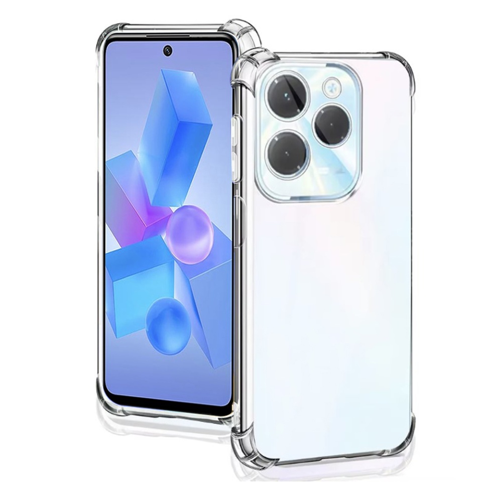 Husa pentru Infinix Hot 40 / Hot 40 Pro , SKYDDAR INNOVATION, Shockproof Clear din Silicon Slim, Transparenta, set cu sticker