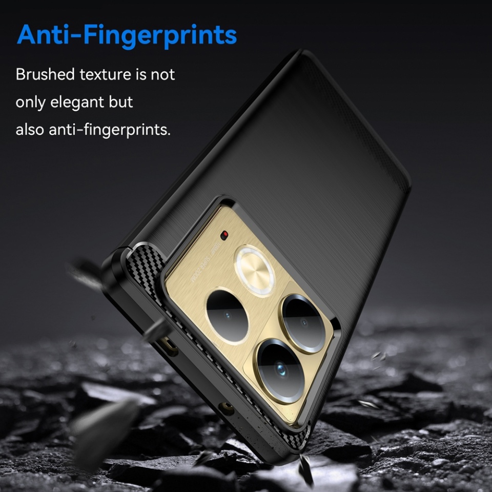 Husa pentru Infinix Note 40 din Silicon Premium, Slim, cu textura Fibra Carbon - Negru - 1 | YEO