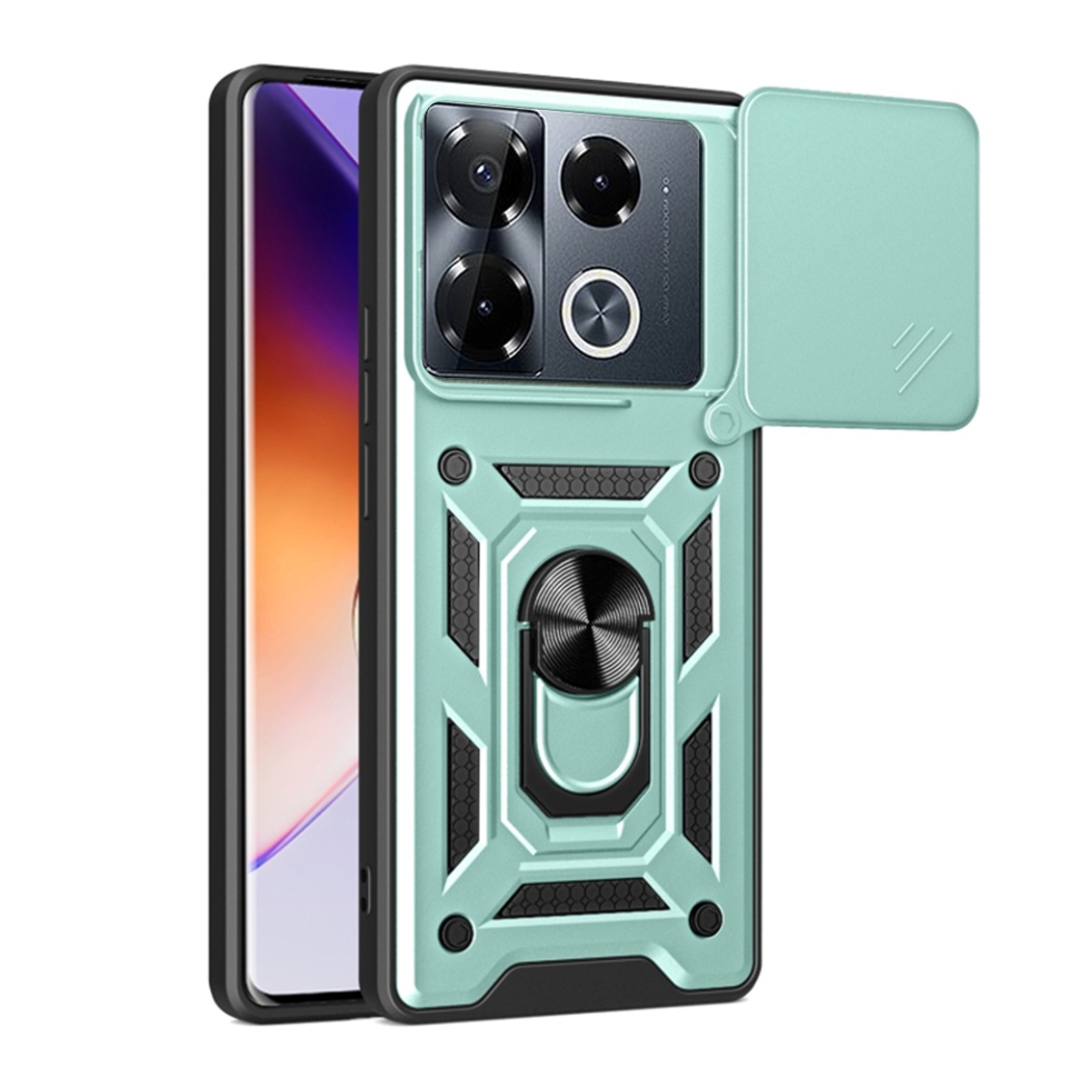 Husa pentru Infinix Note 40 Pro+ cu inel magnetic si protectie camera Skyddar CamShield - Verde
