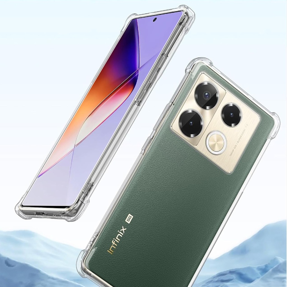 Husa pentru Infinix Note 40 , SKYDDAR INNOVATION, Shockproof Clear din Silicon Slim, Transparenta, set cu sticker - 2 | YEO