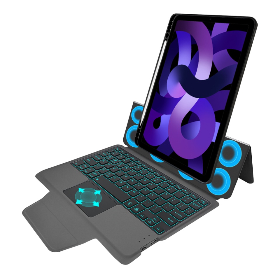 Husa pentru iPad Air 4 (2020)/Air 5 (2022)/Air 11 (2024) cu Tastatura Bluetooth si Protectie 360°, SKDR TabTop Pro - Negru - 1 | YEO