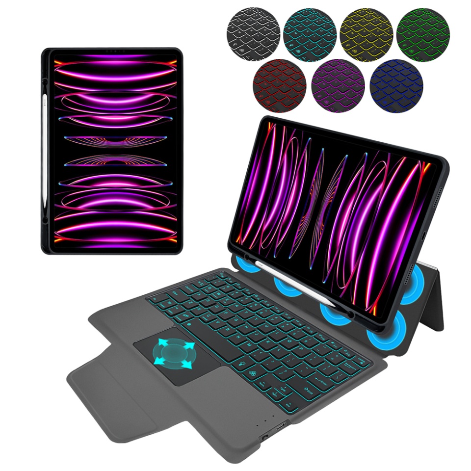 Husa pentru iPad Pro 11 (2018 / 2020 / 2021 / 2022) cu Tastatura Bluetooth si Protectie 360°, SKDR TabTop Pro - Negru